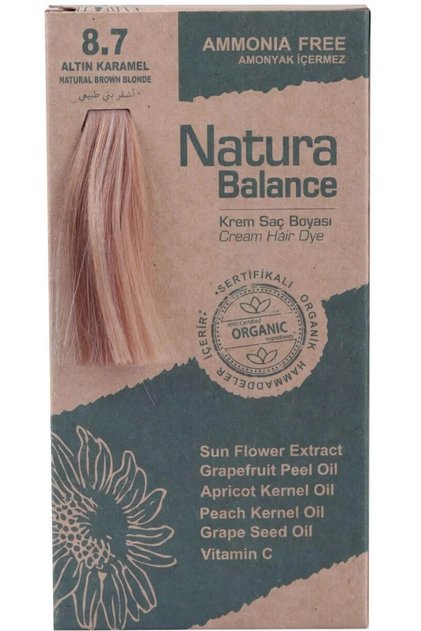 Natura Balance 8.7 Altın Karamel Organik Krem Saç Boyası