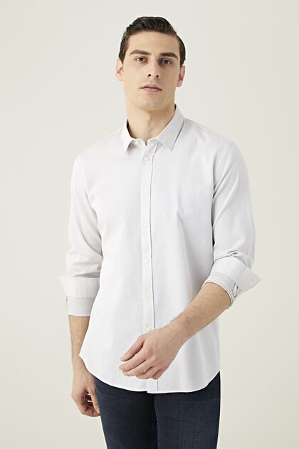 Slim Fit Vizon %100 Pamuk Gömlek