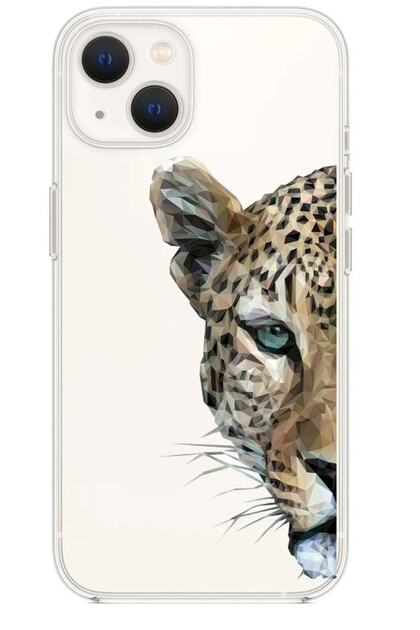 Powerfox Iphone 13 Uyumlu Kaplan Desenli Şeffaf Telefon Kılıfı