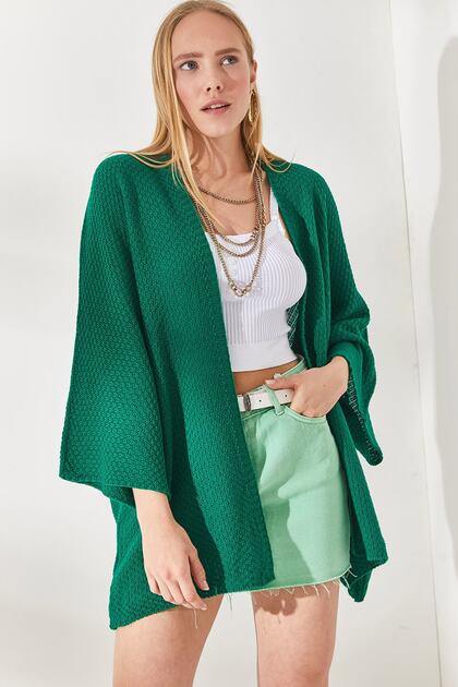 Women's Grass Green Bat Spring Cardigan HRK-19000057