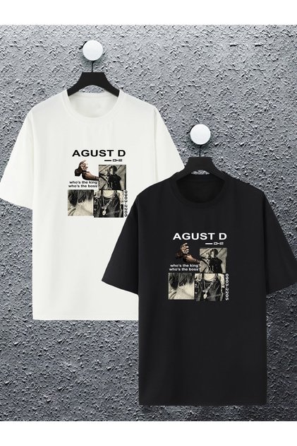 Unisex Women Men Agust D Bts Printed Oversize T-shirt 2 Piece Combination