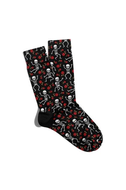 Fun Socks Unisex Skull Rose Detail Printed Socks Ecsoket238