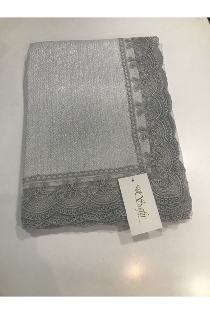 Avangard Jute Glittered Linen Laced Care Free Stain Resistant 160 X 220cm Silver Tablecloth