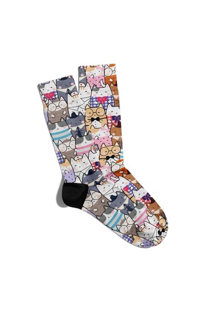Fun Socks Unisex Cat with Glasses Printed Socks Ecsoket145