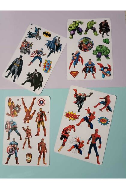 Süper Kahramanlar Hulk Örümcek Adam Ironman Etiket Sticker