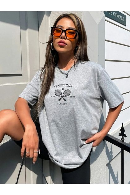 Tennis Ball Printed Oversize Unisex T-shirt