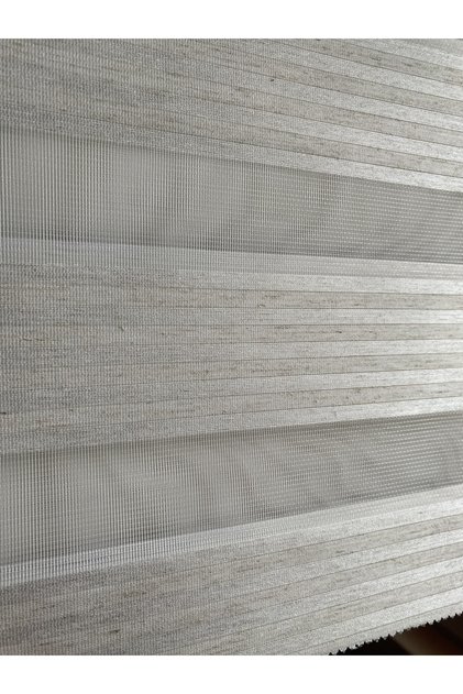 Ekru Keten Efektli Lüks Zebra Perde