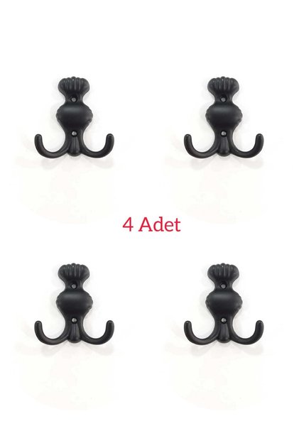 (4PCS) Striped Coat Rack Matte Black Wall Coat Rack Door Towel Rack Metal