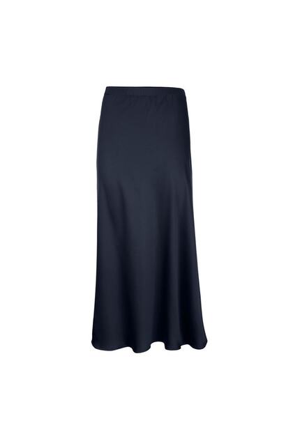 Kadın Lacivert Saten Uzun Etek - Bga246643