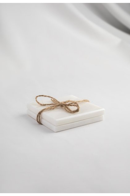 2 Pieces Square Coasters Real Thin Marble