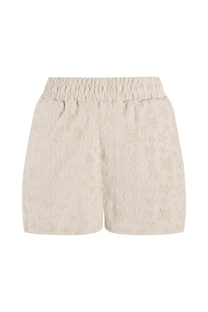 Star Pattern Embossed Beige Towel Shorts