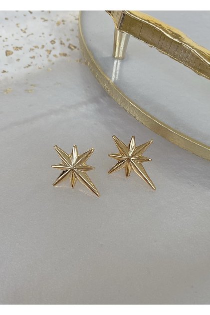 Gold North Star Earring