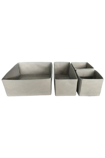 4-Piece Gray Drawer Organizer Set - Multi-Purpose Cabinet Box Set