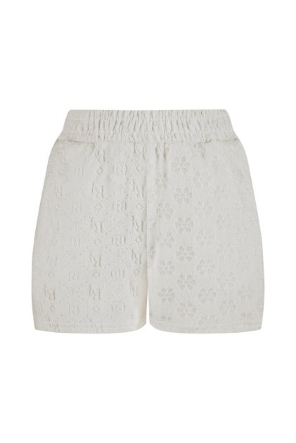 Flower Pattern Embossed White Towel Shorts