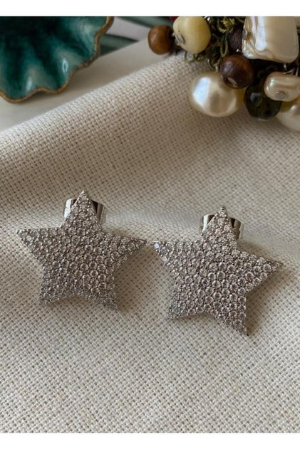 Özel Seri Vıp Silver Big Star Küpe