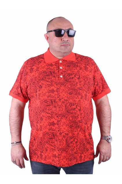 Large Size Polo Collar T-Shirt Shawl Pattern 23410 Pomegranate Flower