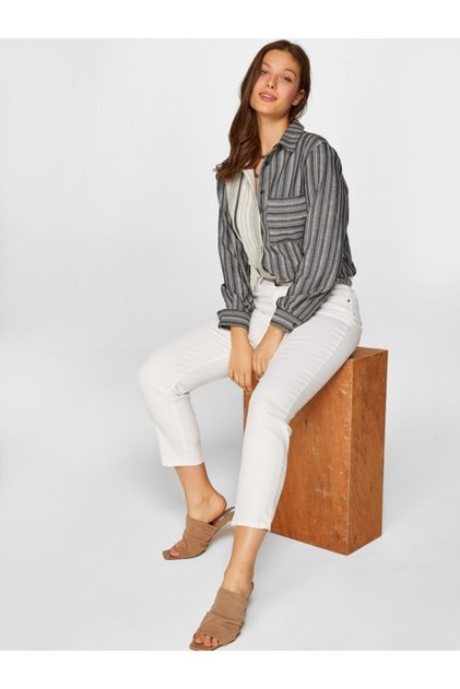Slim Fit Coton Parça Boya Pantolon B00044