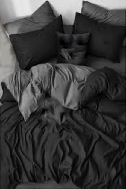 Ranforce 100% Cotton Double Gray-black Duvet Cover Set Blackgrey 035355
