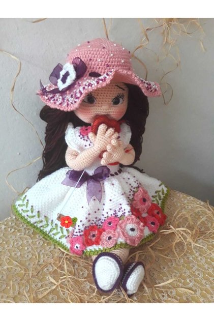Beyaz Gelincik Bebek Amigurumi Organik Oyuncak