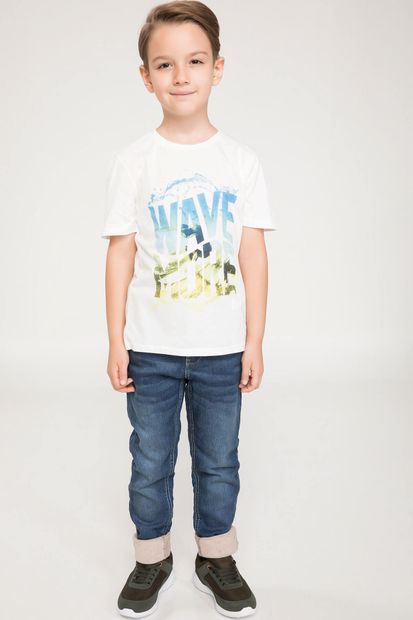 DeFacto Beyaz Genç Erkek Baskılı T-Shirt - 2