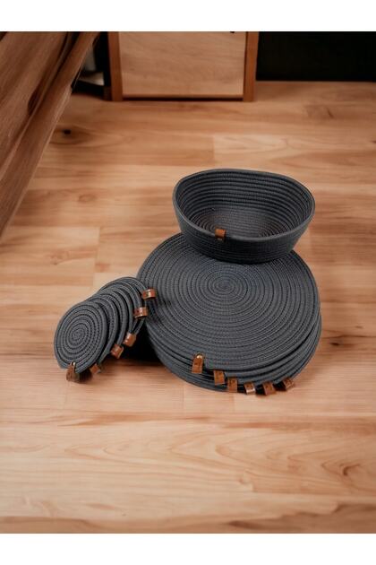 Wicker Look Jute 13 Piece Plate / Placemat and Bread Dish / Set.
