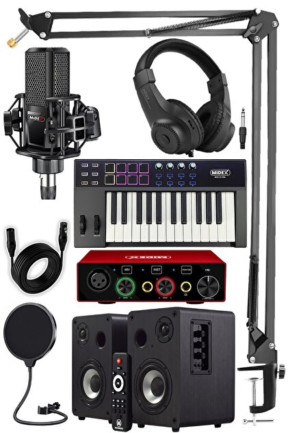 Midex Impressive Paket-3 Monitör Mikrofon Mikser Kulaklık Midi