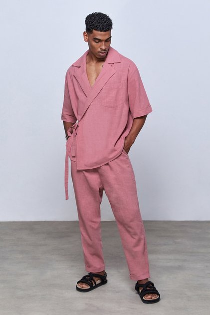 Pembe Keten Kimono