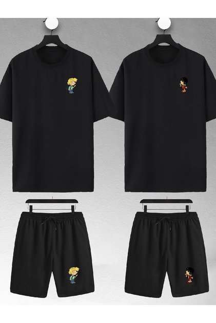Unisex Women Men Cedric Chen Printed Lover Couple Combination Design Oversize Tshirt And Shorts