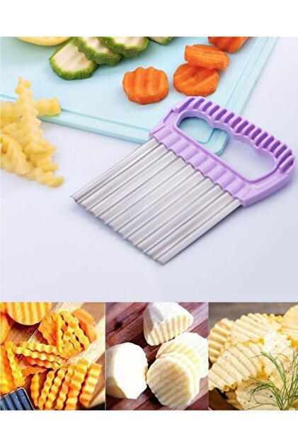 Flosoft Onikiden Tırtıklı Cips Doğrayıcı, Paslanmaz Şekilli Sebze