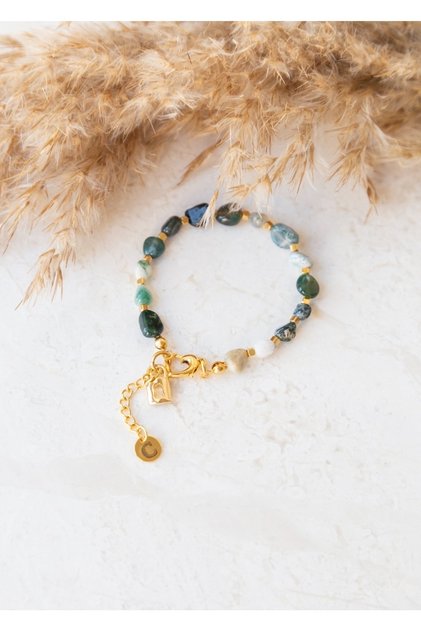Natural Mossy Agate Stone Bracelet
