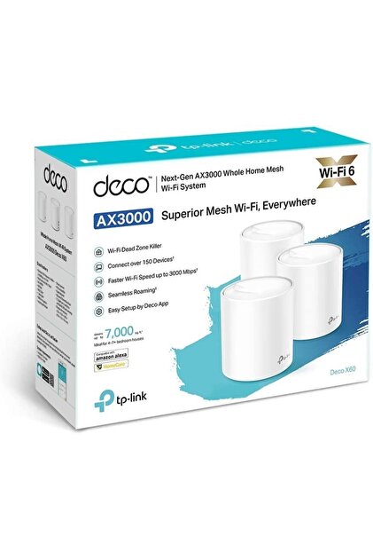 TP-Link AX3000 Deco X60 Ver3.0 3ユニットセット Tp-Link Deco X60(3-pack), Ax3000 Mbps Tüm Ev Mesh Wi-fi 6 Sistemi