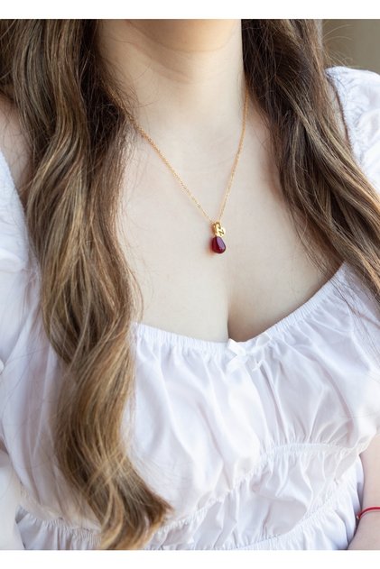Murano Pomegranate Grain Letter Necklace