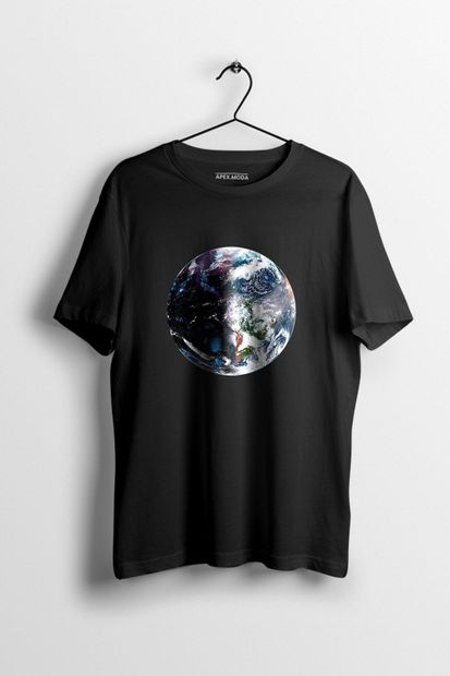 WePOD World Hd Baskılı Tişört Baskılı Siyah Kısa Kollu Unisex Tişört - 1