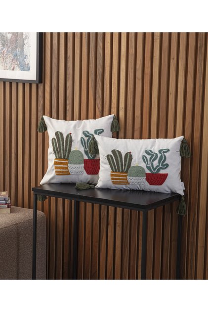 Home Design Double Combination Punch Embroidered Throw Pillow Cover (panch)