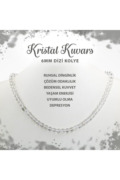 Certified Crystal Quartz 6 mm Sequence Natural Stone Necklace