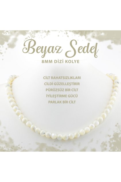 Certified White Mother of Pearl 8 mm Sequence Natural Stone Necklace