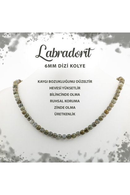 Sertifikalı Labradorit 6 Mm Dizi Doğal Taş Kolye