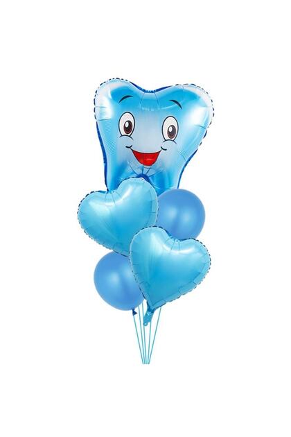 Tooth Wheat Balloon Set My First Teeth Foil Balloon Set Concept Birthday Set Age Balloon