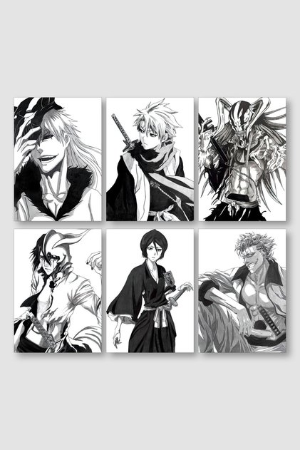 Bleach 6'lı Anime Poster Seti Kalın Parlak Kuşe Kağıdı