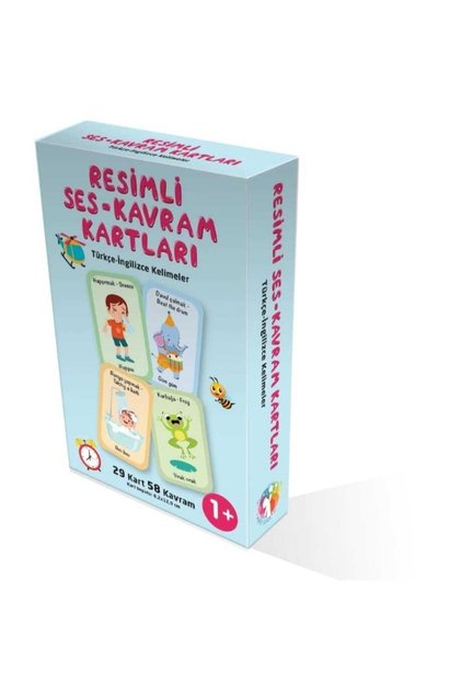 Resimli Ses- Kavram Kartları, Ses Kartları, Ses-taklit Kartları Türkçe -ingilizce