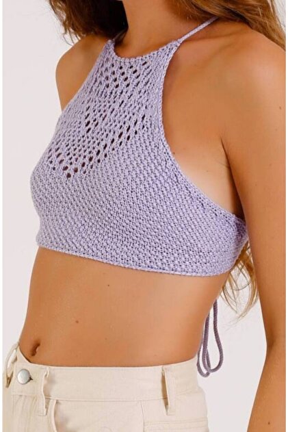 Hepsibitarz Women's Lilac Knit Patterned Knitwear Bustier- Trendyol