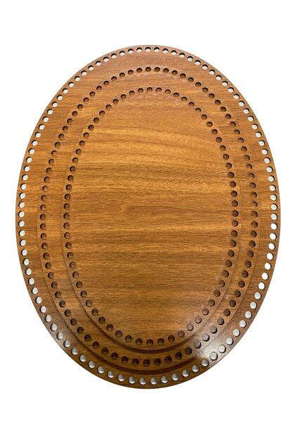 Ahşap Oval Elips Sepet Tepsi Tabanı Ceviz 3'lü
