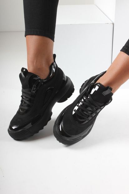 İnan Ayakkabı Siyah Kadın Spor Ayakkabı Y2040 - 2