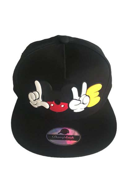 Parti Bulutu Hip Hop Snapback Şapka Mickey Siyah - 1