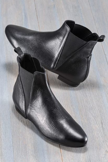 Elle Shoes STEF Hakiki Deri Siyah Kadın Bot - 1