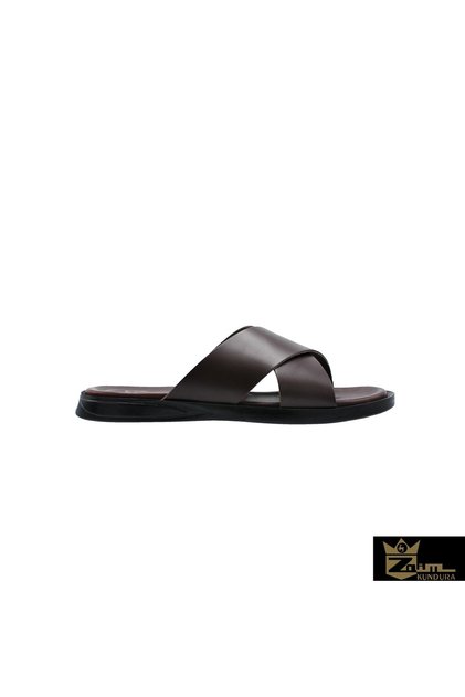 Men Brown Genuine Leather Slippers342503005-1