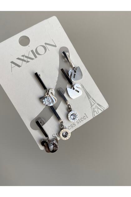 Steel Silver Model Set of 6 Earrings - Does Not Tarnish -