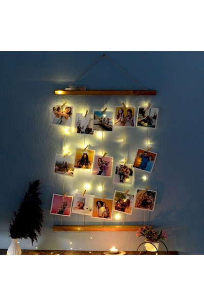 Ipli Led Işıklı Ve Mandallı Fotoğraf Çerçeveleri Duvara Resim Çerçevesi