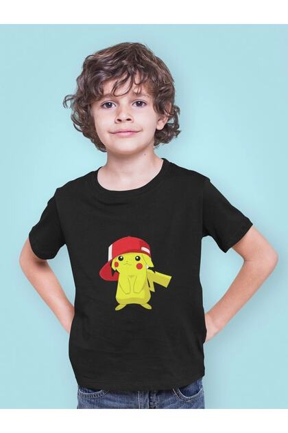 Pikachu in Hat Printed Oversize Cotton Children's T-Shirt