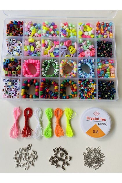 No:104 Boxed Soft Figure Beads Letter Beads Fimo and Wooden Beads Jewelry Hobby Set